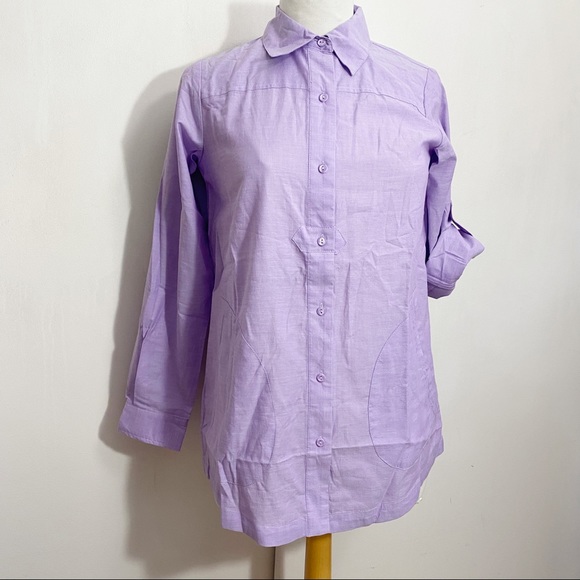 Joan Rivers Tops - JOAN RIVERS NWT light denim boyfriend shirt XXS